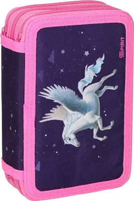 Produktbild von SCOOLSTAR Federmäppchen Einhorn, Pferde Schule Schulartikel gefüllt 3 Zip