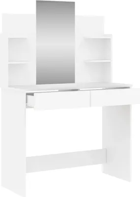 Produktbild von vidaXL Schminktisch mit Spiegel Weiß 96x39x142 cm