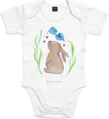 Produktbild von Mr. & Mrs. Panda Strampler Hase Blume 12. - 18. Monat - Heather Grey - Geschenk, Babybody, Schwangerschaft, Träume, Baby, Ostern, Geburtstag, Kurzarmbody, kurzarm, Taufe