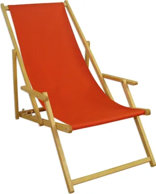 Produktbild von Liegestuhl terracotta Buche hell klappbar Sonnenliege Relaxliege Strandstuhl Klappstuhl 10-309 N