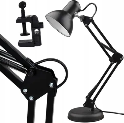 Image de Lampe De Bureau Et De Lecture Avec Ampoule Led Pour La Chambre À Coucher, Puissance Maximale 60 W, Noire