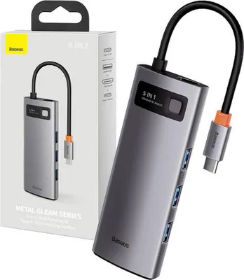 Obrázok produktu pre BASEUS adaptr HUB 5v1 typ C CAHUB-CX0G 0,15 m siv