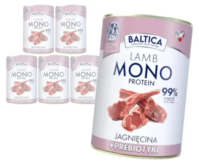Zdjęcie produktu dla Baltica Monoprotein Jagnięcina Prebiotyki 6x400g Hipoalergiczna Bezzbożowa Mokra Karma Dla Psa