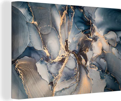 Obrázek produktu pro OneMillionCanvasses® - Obrazy na plátně - 140x90 cm, Mramor - Šedá - Modrá - - Zlatá, Nástěnné dekorace - Fotografie na plátně - Obraz na dřevěném rámu