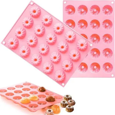 Produktbild von Silikonische Mini-Bundt-Kuchenformen, kleine Savarin-Formen, herstellbare Mini-Muffin-Formen, 29 x 19,5 x 2,2 cm