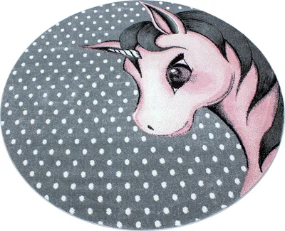 Produktbild von Kinder Teppich Kinderzimmer für Jungs und Mädchen Pink 120x120 weich Einhorn-Design bunt aus Regenbogen Fußball uvm. Rund aus Polypropylen