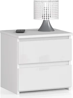 Image de Akord Buffet 2 Tiroirs Blanc/Blanc Brillant 40X35X40