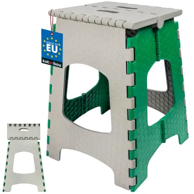 Immagine prodotto di KOTARBAU® Sgabello pieghevole 44 cm Sedia pieghevole Sgabello Sgabello pieghevole Antiscivolo e stabile Portatile Utile per la casa in plastica Grigio + Verde