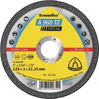 Produktbild von KLINGSPOR Trennscheibe A 960 TZ Special Ø 125 x 1 mm gerade - 322181