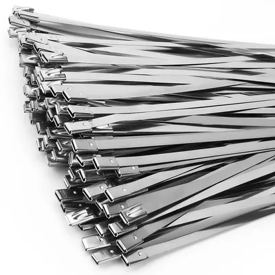 Obrázek produktu pro Kovové stahovací pásky nerezové - 400 x 4,6 mm - 100 ks - Nerezová ocel V2A - Pevnost v tahu až 100 kg