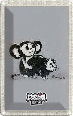 Produktbild von vianmo Blechschild 18x12 cm Berlin Hauptstadt Street Art Affen Bildmotiv Reisemotiv Abenteuer Reisen Urlaub