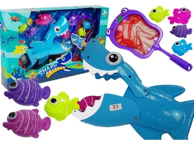 Produktbild von Leantoys Hai Badespiel Fischfangnetz Fischlandekescher