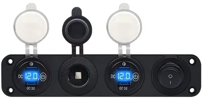 Produktbild von ProRide 12V USB-Ladegerät 4 Ports QC3.0 mit Schalter & 12V-Steckdose