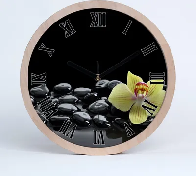 Produktbild von Holzuhr 30fi cm wanduhr - schwarze Spitzen - Orchidee