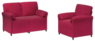 Produktbild von vidaXL Sofa Set 2 stk. Weinrot Samt