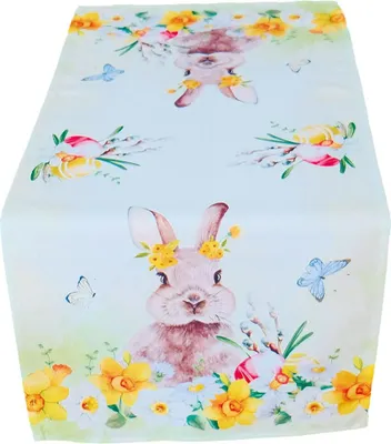 Produktbild von Tischläufer VERA Osterhasen & Osterglocken Polyester 40 x 90 cm