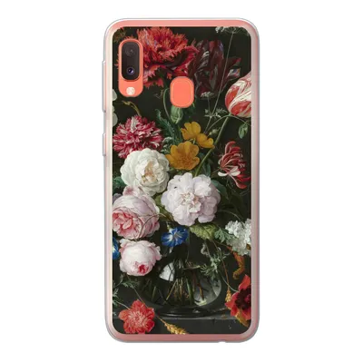 Produktbild von MuchoWow® Handyhülle Schutzhülle Hülle für Samsung Galaxy A20e Stilleben mit Blumen in einer Glasvase - Gemälde von Jan Davidsz. de Heem Silikon Softcase Handy Hülle - Abdeckung