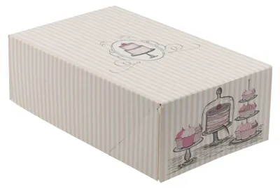 Immagine prodotto di Scatola per biscotti KAPAK bianca a righe, 21x12,5x7 cm, per dolci
