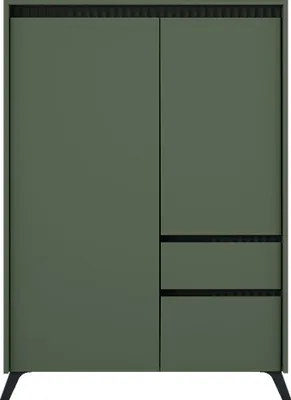 Produktbild von Kondela Zweitürige Kommode mit Schublade Longy REG2D1S1K - Rauchgrün / Schwarz