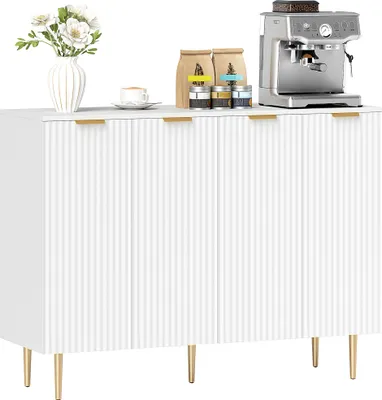 Image de HOMCOM Buffet salon meuble de rangement armoire de cuisine avec placards à 2 portes et étagère réglable style moderne buffet salle à manger et salon, 120 x 40 x 90 cm, blanc