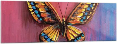 Produktbild von Bilder auf glas - Einteilig - Schmetterling bunt gemalt - 160x50cm - Glasbilder - Wandbilder - Bilder - Wanddekoration aus Glas - Glas Bilder - Wandbild auf Glas - GAB160x50-5012
