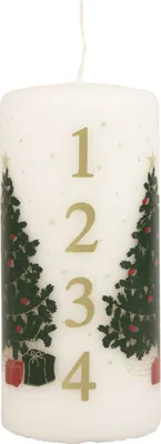 Produktbild von Adventskerze mit Zahlen und weihnachtlichem Motiv für Adventskranz