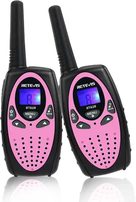 Obrázok produktu pre Retevis RT628 Walkie Talkie Kids, vysielačka na dlhé vzdialenosti, VOX, zámok na kľúč, hračka pre rodinu, kempovanie, vysielačka 8-12 rokov (1 pár, ružová)