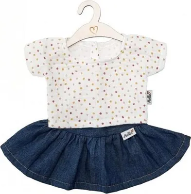 Productafbeelding van Hollie Poppenkleding set: Jeans met kleine stipjes, geschikt voor een modepop van 30 cm