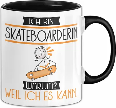 Produktbild von Skateboarderin Tasse Geschenk Ich Bin Skateboarderin Warum Weil Ich Es Kann Geschenkidee Geburtstag (Schwarz)