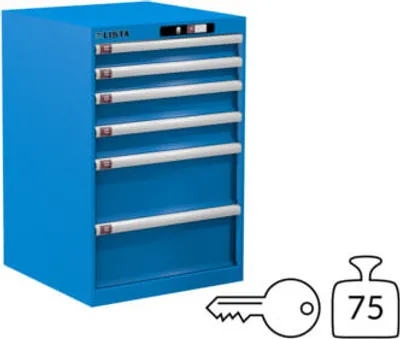 Produktbild von Lista Schubladenschrank - 14.258.010 - 850x564x572 mm (HxBxT) - 6 Schubladen - 75 kg - Key Lock - lichtblau (RAL 5012)