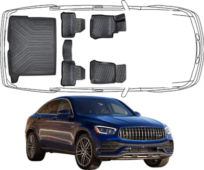 Produktbild von 3D Fußmatten & Kofferraumwanne Auto Set Kompatibel mit Mercedes GLC Coupe C253 2016 - 2023