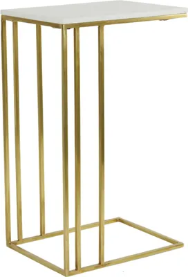 Produktbild von Light & Living Beistelltisch Roshan weißer Marmor antikes Bronze - 41x31x66 cm