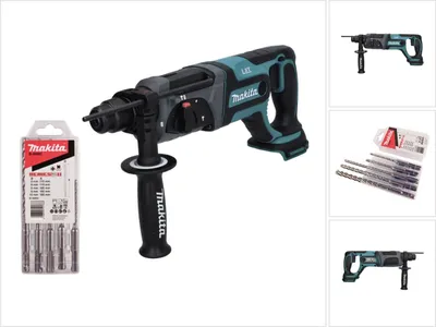 Produktbild von Makita DHR 241 Z Akku Bohrhammer 18 V 2,0 J SDS plus + 5 tlg. Bohrer Set - ohne Akku, ohne Ladegerät