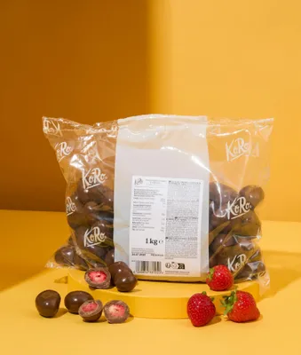 Produktbild von KoRo I Gefriergetrocknete Erdbeeren in Milchschokolade 1 kg