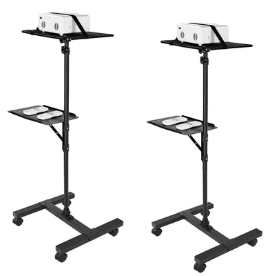 Zdjęcie produktu dla Stojak do projektora SucceBuy, regulowany na wysokość (86-136 cm), stojak na laptopa do projektora, wszechstronna podstawa do prezentacji, projektora i monitora, wymiary: 50 x 45 x 136 cm