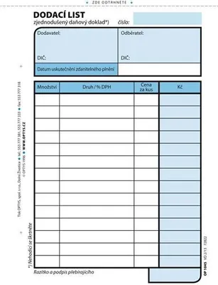 Obrázok produktu pre Dodací list, A6, 100 listov