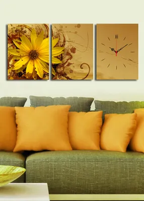 Produktbild von Opviq, 3P3040CS- CLA2689, Bunt, Wanduhren, 96 x 40 cm, 100% Wildleder -Leinwand