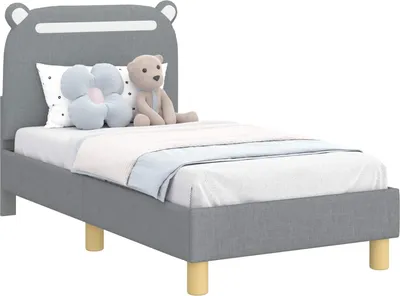 Obrázok produktu pre vidaXL Detský rám postele s čelom svetlosivá látka 70 x 140 cm