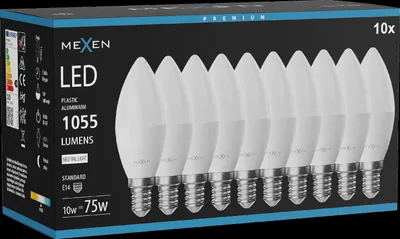 Produktbild von Mexen Nova 10x LED-Lampe E14, C37, 10W, Neutral - 4000K, 1055 lm - L102-E14-1040-01x10