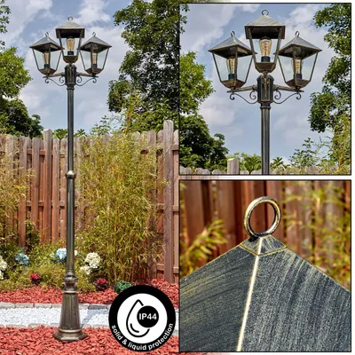Produktbild von Bormida Außenwegeleuchte aus Metall/Glas in Schwarz/Goldfarben/Klar