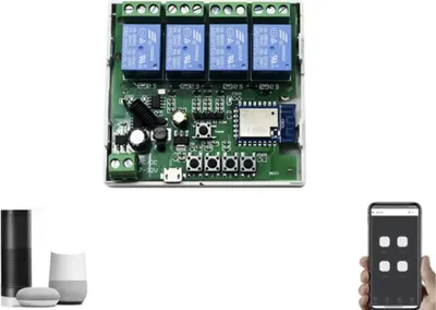 Produktbild von 4-Kanal intelligentes WLAN / 433 MHz-Modul, DC 7-32V, Tuya