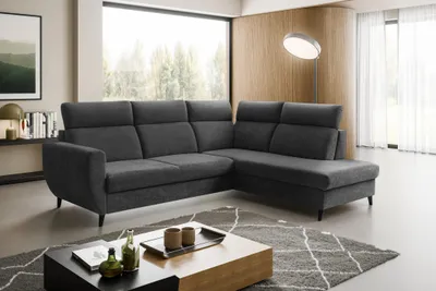 Produktbild von Ecksofa TORRO L (262 x 205 cm) – RECHTE SEITE,  moderne verstellbare Kopfstützen, Bettkasten, Schlaffunktion, CRUZ 97 - Graphit