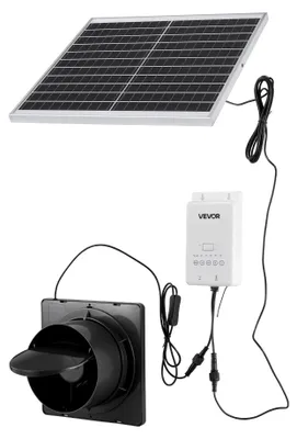 Obrázek produktu pro Solární ventilátor SucceBuy 20 W, 12V solární panel s ventilátorem a akumulátorem, max. 2030 ot./min pro průtok vzduchu 374 m³/h, 4,3 m/s, solární odtahový ventilátor pro drůbežárny a skleníky