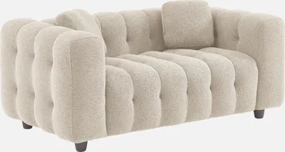 Immagine prodotto di sweeek - Divano imbottito con rivestimento bouclé testurizzato, 2 posti - Beige