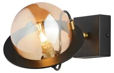 Produktbild von JUPITER Wandleuchte PLANET 1893 Moderner Stil 1-flammig G9 Schwarz Gold Stahl Glas Wandlampe Flur Schlafzimmer