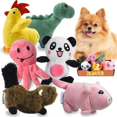 Produktbild von Weiches Spielzeug-Set für Hunde, kleines Kauwspielzeug, 6 Stück, piepend, für kleine Hunde