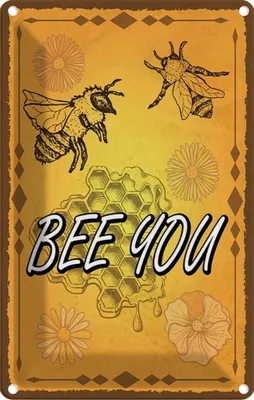 Produktbild von vianmo Blechschild 18x12 cm Bee you Biene Honig Imkerei Dekoration