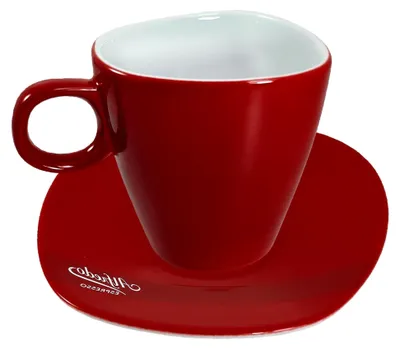 Produktbild von MILCHKAFFEETASSEN rot mit Untertassen von Alfredo Espresso, 6 Stück