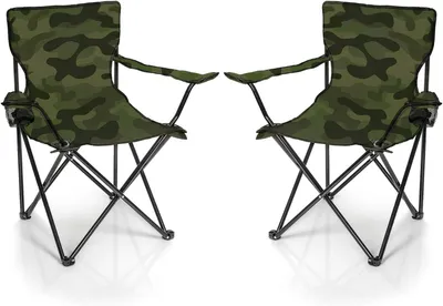 Produktbild von Campingstuhl BigDean 2 x Klappstuhl, Tarnmuster, Campingstuhl, Angelstuhl mit Getränkehalter und Tragetasche, Angelstuhl, zusammenklappbar, klappbar,