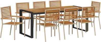 Immagine prodotto di vidaXL Set da pranzo da giardino, 9 pezzi, rattan sintetico beige e marrone